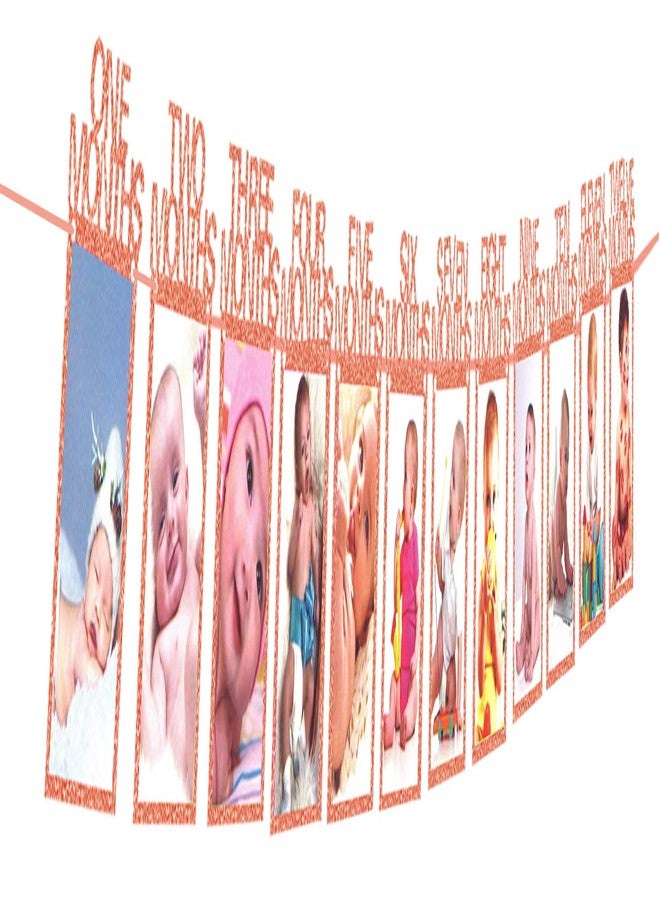 AMFIN ® Babies Photo Banner Frame (12 Months, Rose Gold) - Image 2
